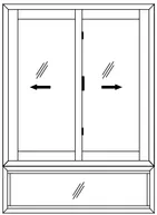 2.5 Track 2 Glass Sliding Shutter + Bottom Fixed Window