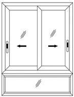 2 Track 2 Glass Sliding Shutter + Bottom Fixed Window