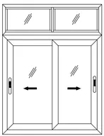 2 Track 2 Glass Sliding Shutter + Top Fixed Window