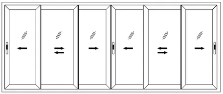 3 Track 6 Glass Shutter Sliding Window